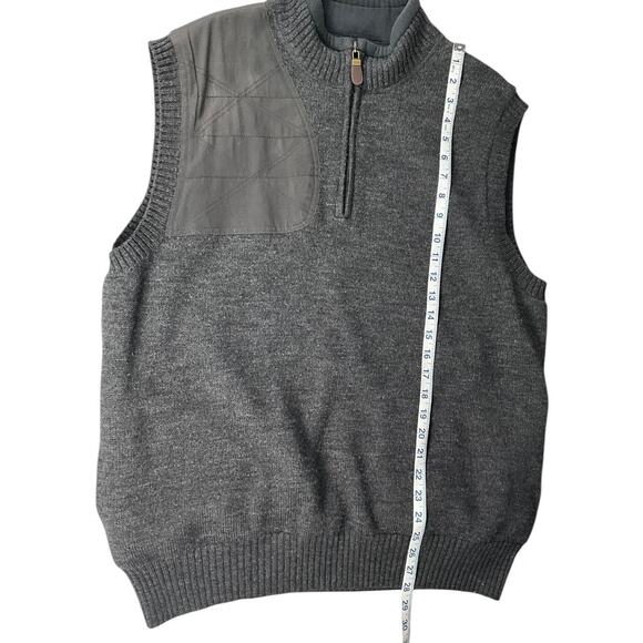 ORVIS Mens 100% Wool Vest 1/4 Zip and Shooting Patch on Shoulder Gray Large - Picture 6 of 9